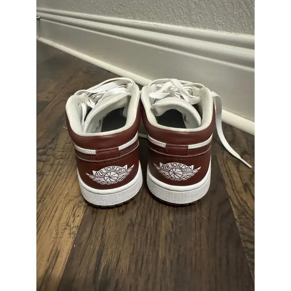 Nike Air Jordan 1 Low Women’s Size 8.5 White Burgundy Maroon Sneakers